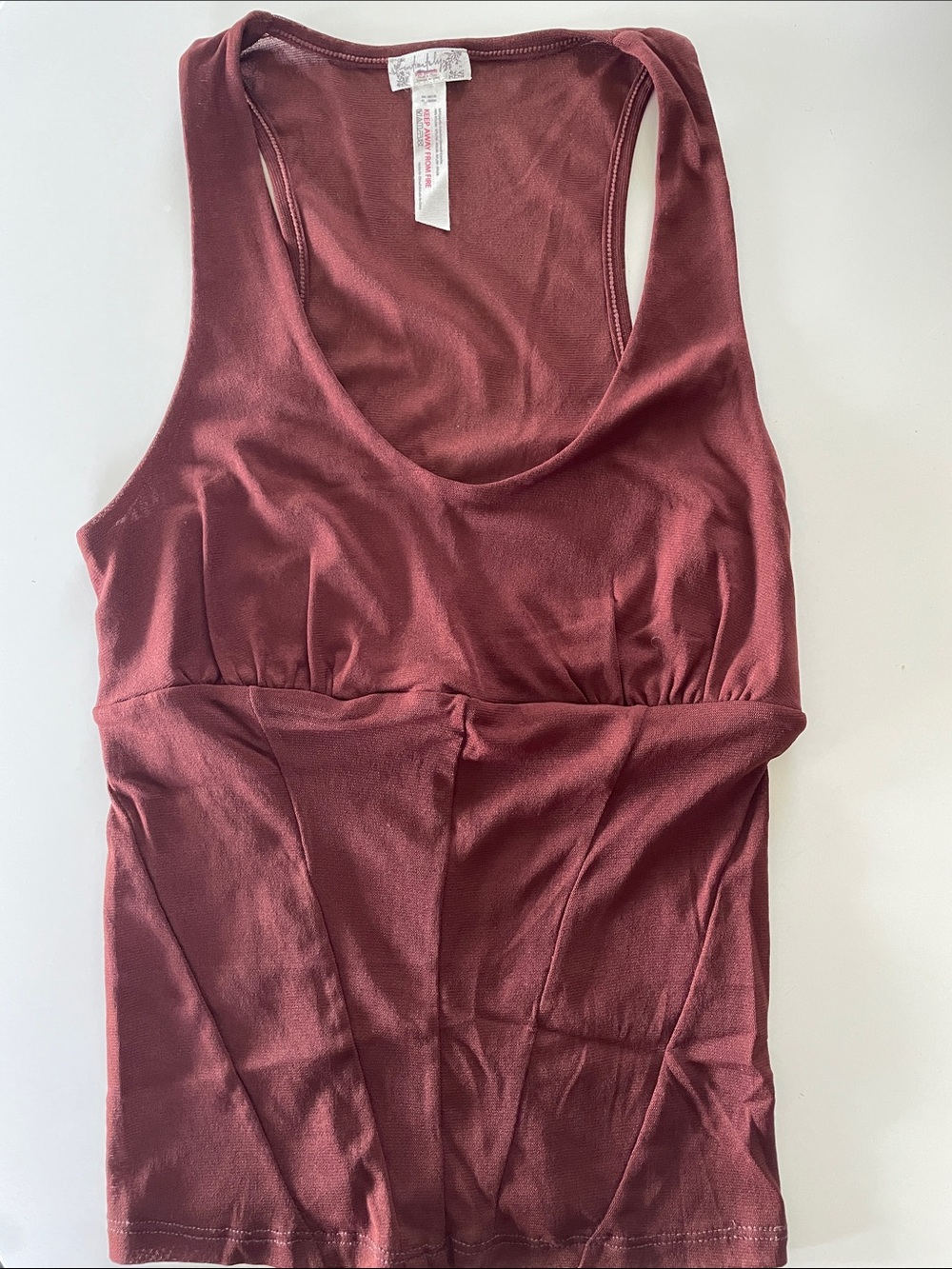 Intimately by Free People sheer oxblood color stretchy cami tank